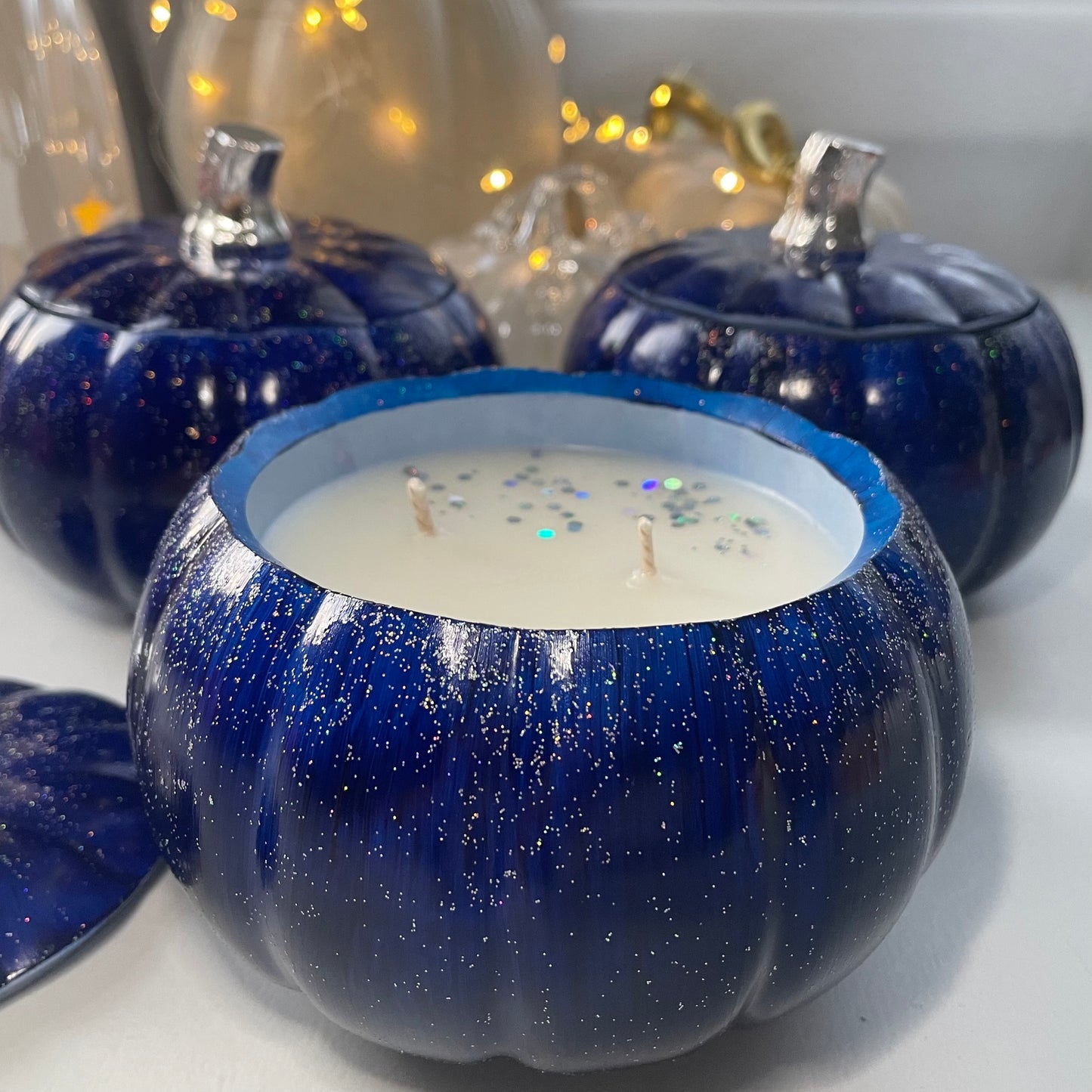 Blaues Kürbiszauber Duftkerze