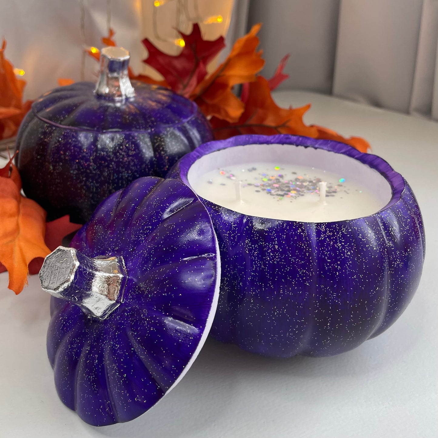 Violettes Kürbiszauber Duftkerze